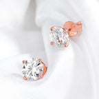 Smyoue 0.2-3CT Moissanite Stud Earrings Rose Gold S925 Silver Lab Diamond Women Wedding Sparkling Jewelry