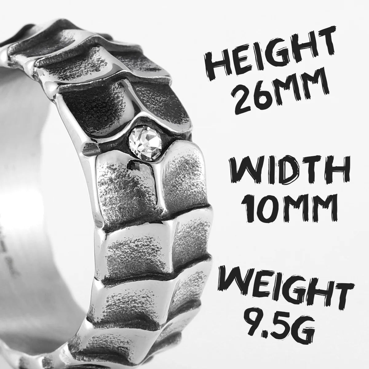 Stainless Steel Mens Rings Dragon Spine Scales Trendy Fashion