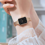 Hannah Martin Womens Watch US Local Shipping Square 34mm Dial Simple Bar Scale Silver Stainless Steel Milan Strap Japanese Original Quartz Movement Clock Nordic Fashion Style Suitable for Various Dressing Styles, Women Gift C