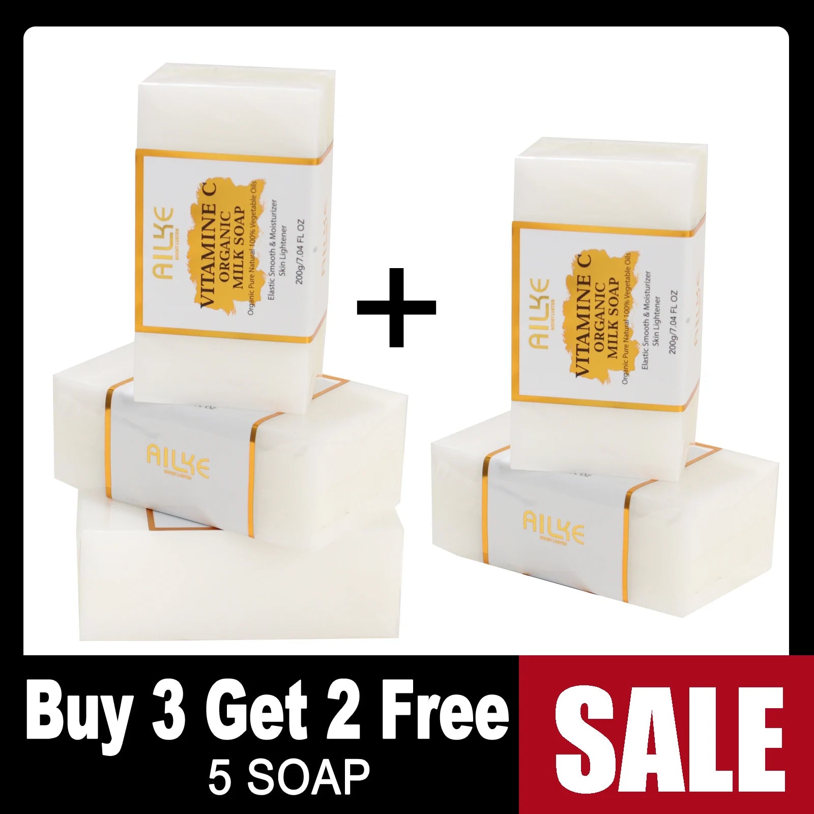 Ailke organic milk soaps containing vitamin C, whitening, wrinkle reducing, anti-aging, smoothing, and softening the skin,200g mbzr