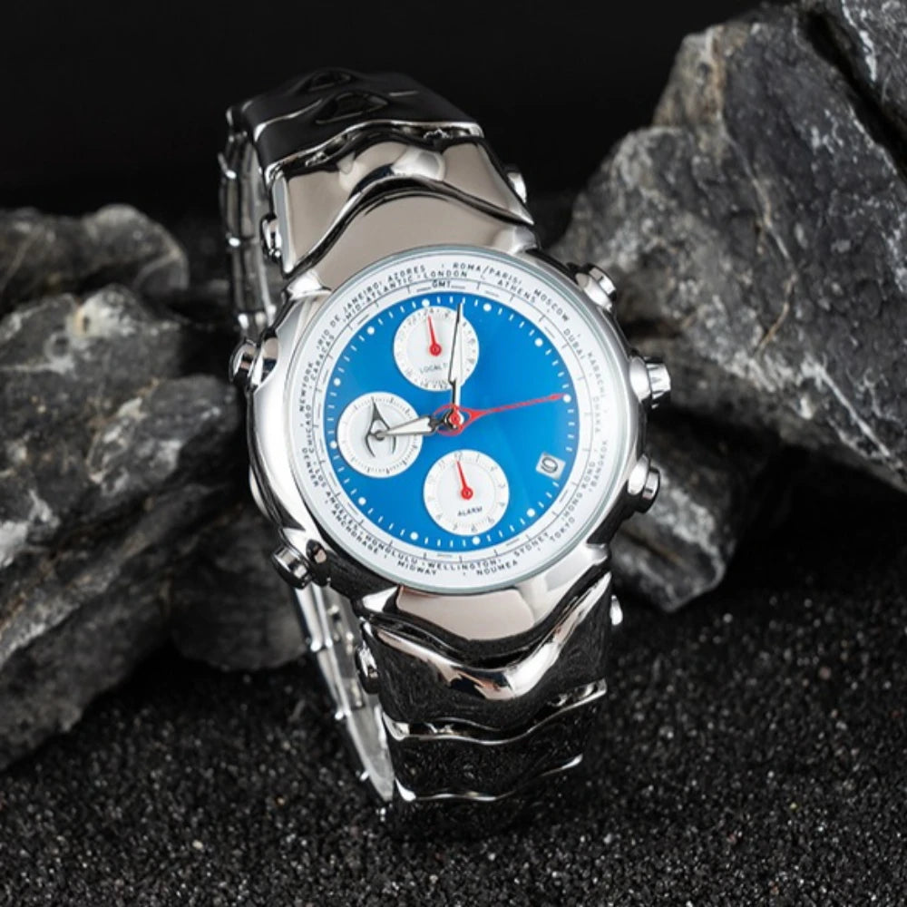 Fashion Multifunctional Alien Y2k Quartz Watch Mens Six Needles Dial Unique Special Blade Creative Alien Shape Fashion Men Watch Clock mbzr