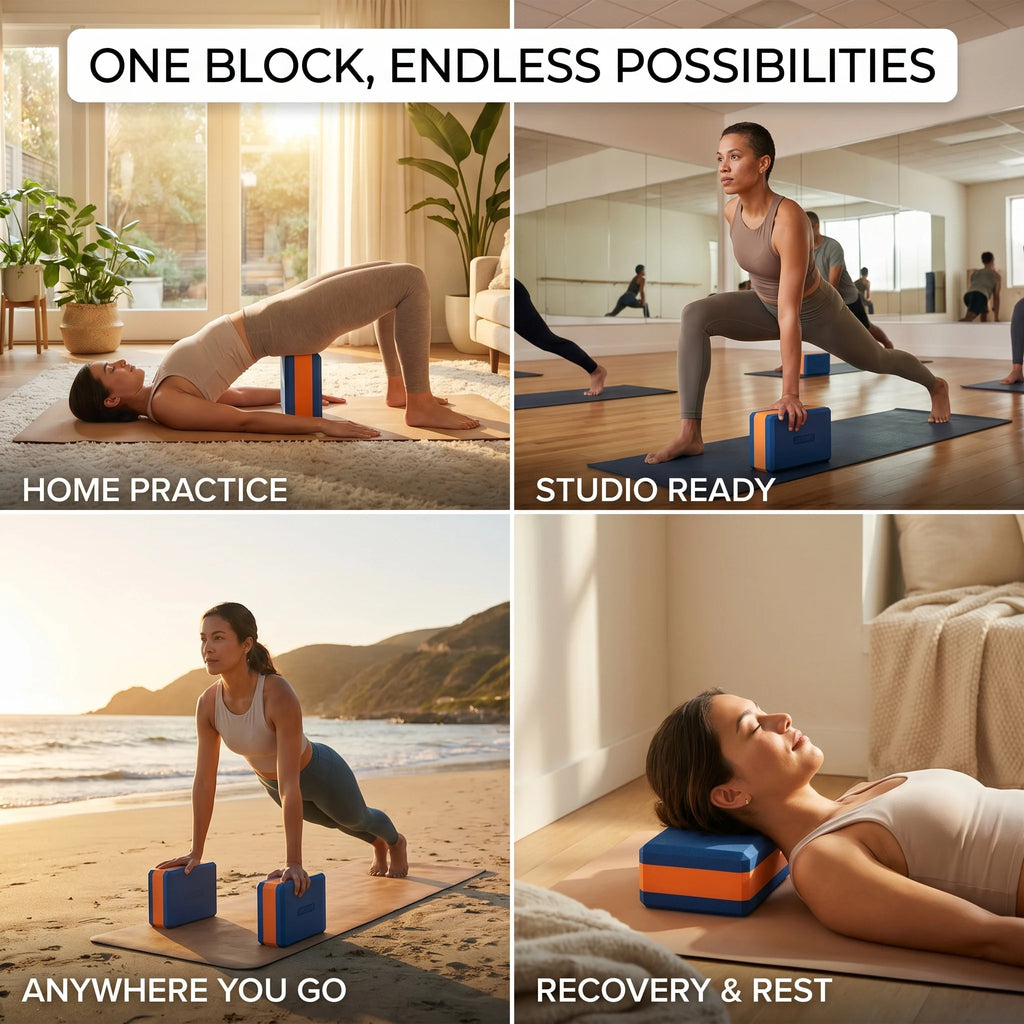 HAPBEAR Yoga Blocks 2 Pack - 9x6x3in High-Density EVA Foam with Non-Slip Textured Surface, Supportive for Deep Stretching & Lightweight - Ideal for Yoga, Pilates, Stretching Exercises mbzr