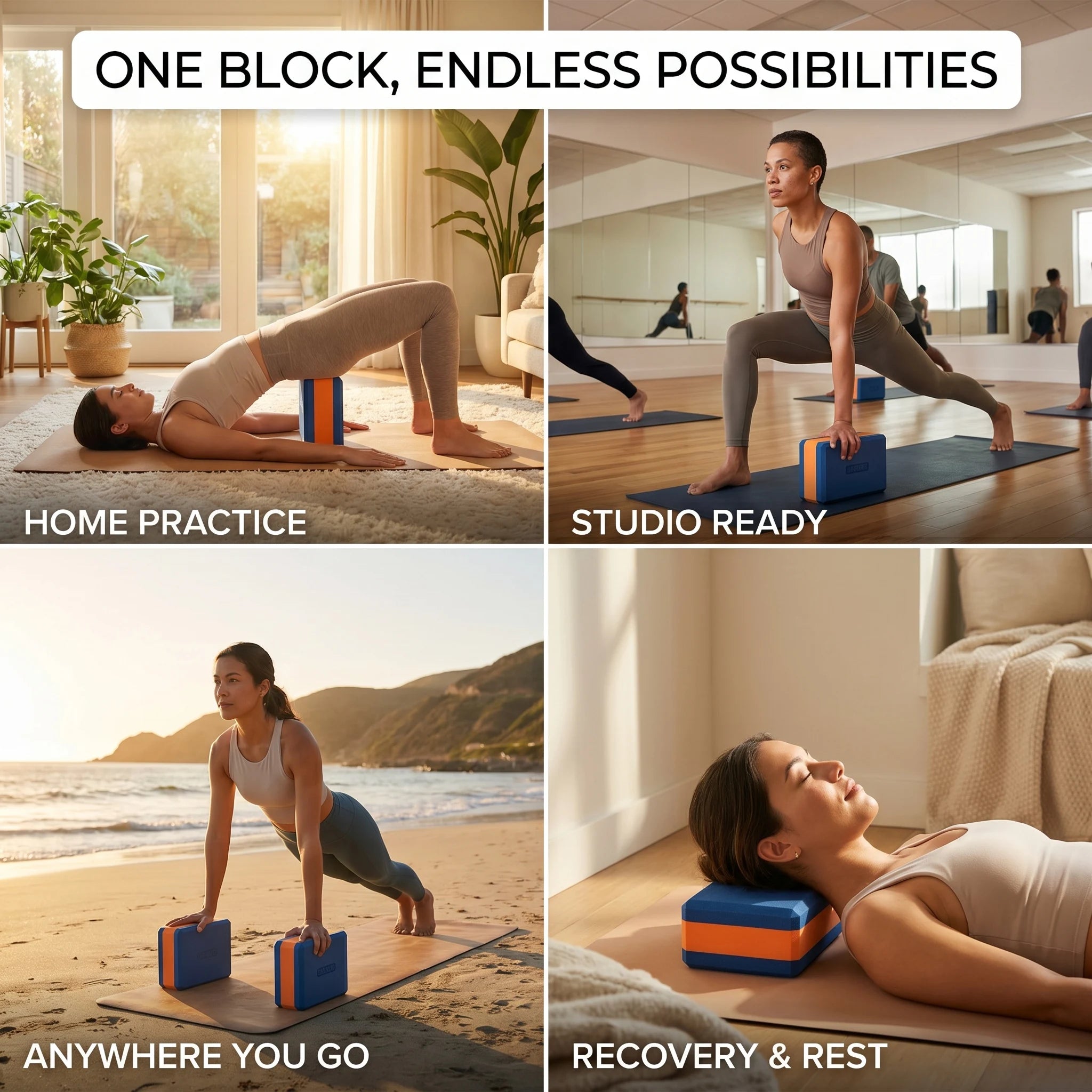 HAPBEAR Yoga Blocks 2 Pack - 9x6x3in High-Density EVA Foam with Non-Slip Textured Surface, Supportive for Deep Stretching & Lightweight - Ideal for Yoga, Pilates, Stretching Exercises mbzr