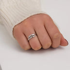 One piece, simple stainless steel engraved letter adjustable open ring, suitable for matching clothing, suitable for daily, party wear, jewelry gifts