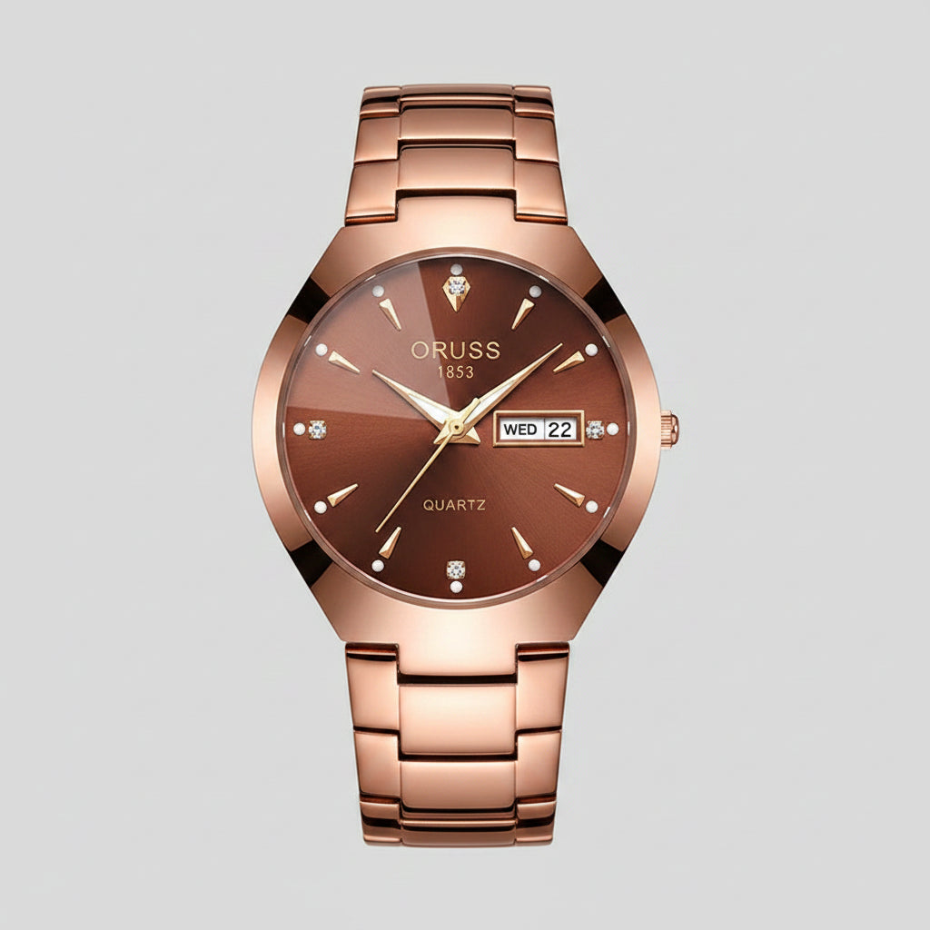 ORUSS Couple Watch Waterproof Casual Fashion Women Men Quartz Watches Ladies Stainless Date Week Men Clock Lover's Date Gift mbzr