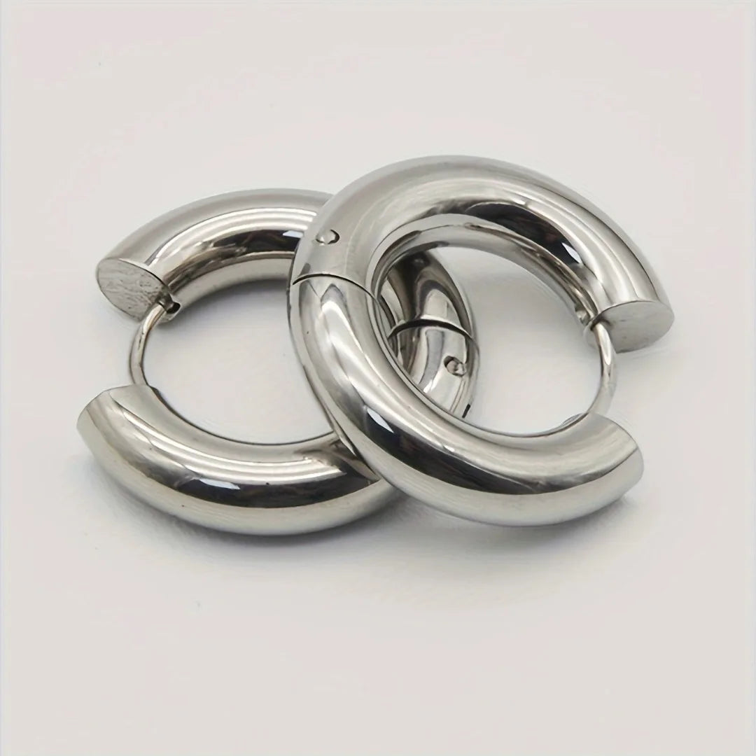 1 pair of punk style circular ring earrings L stainless steel large-sized exaggerated ear bones, ear screens, and earrings for both men and women