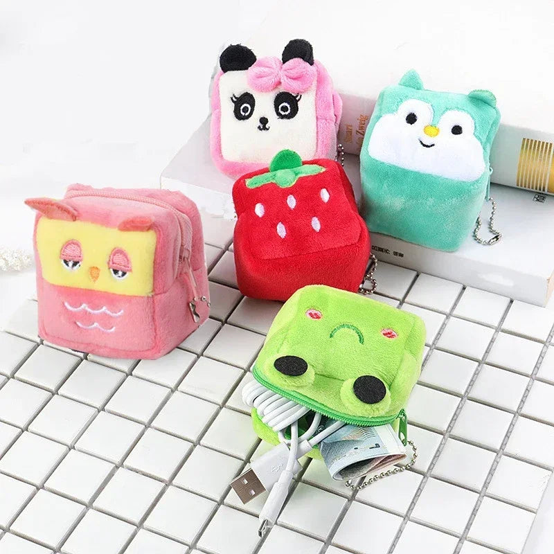 1PC Cute Coin Purse Zipper Change Purse with Keychain Small Headphone Lipstick Bag Mini Wallet Money Bag