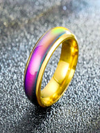 5pcs/Set Fashionable Color Changing Titanium Steel Rings, Hip Hop Punk Style Multi-Colored Ring, Romantic Heart-Shaped Mood