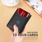 Men's Wallet Ultra Thin Rfid Leather with ID Window Multi Card Carbon Fiber Wallet