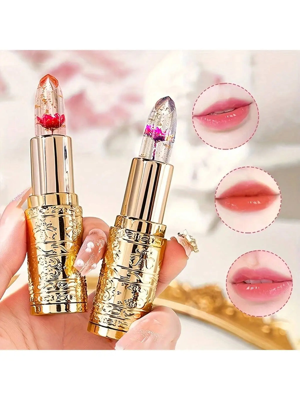 4-piece/16-piece Crystal Color-changing Petal Lipstick for Women Moisturizes long-lasting and non-sticky cup lip balm mbzr