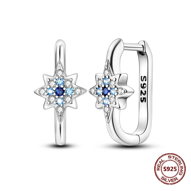 Fine Jewelry 925 Silver Rose Gold Plated Zircon Sparklin Hoop Earrings For Women mbzr
