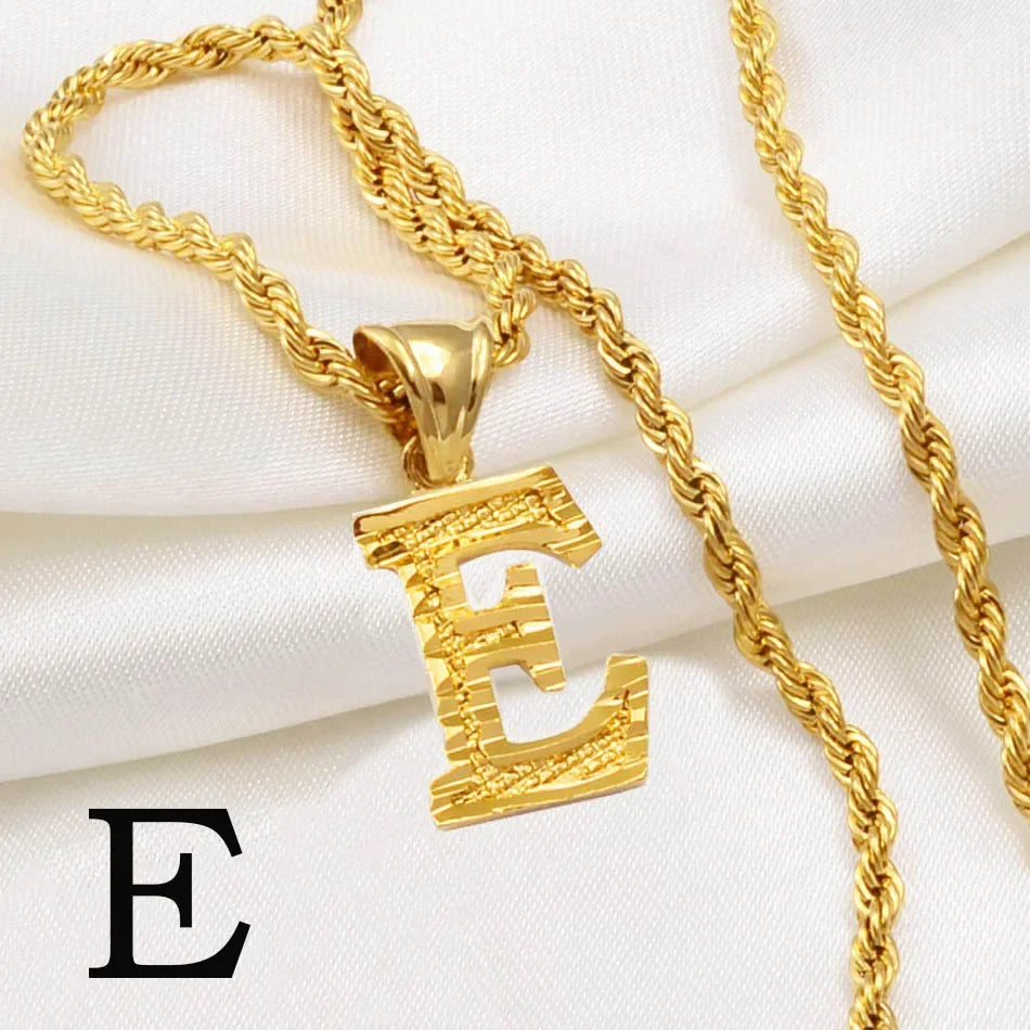 A-Z letter necklace, men's and women's gold-plated initials pendant rope chain, English letter jewelry Daily WearO mbzr