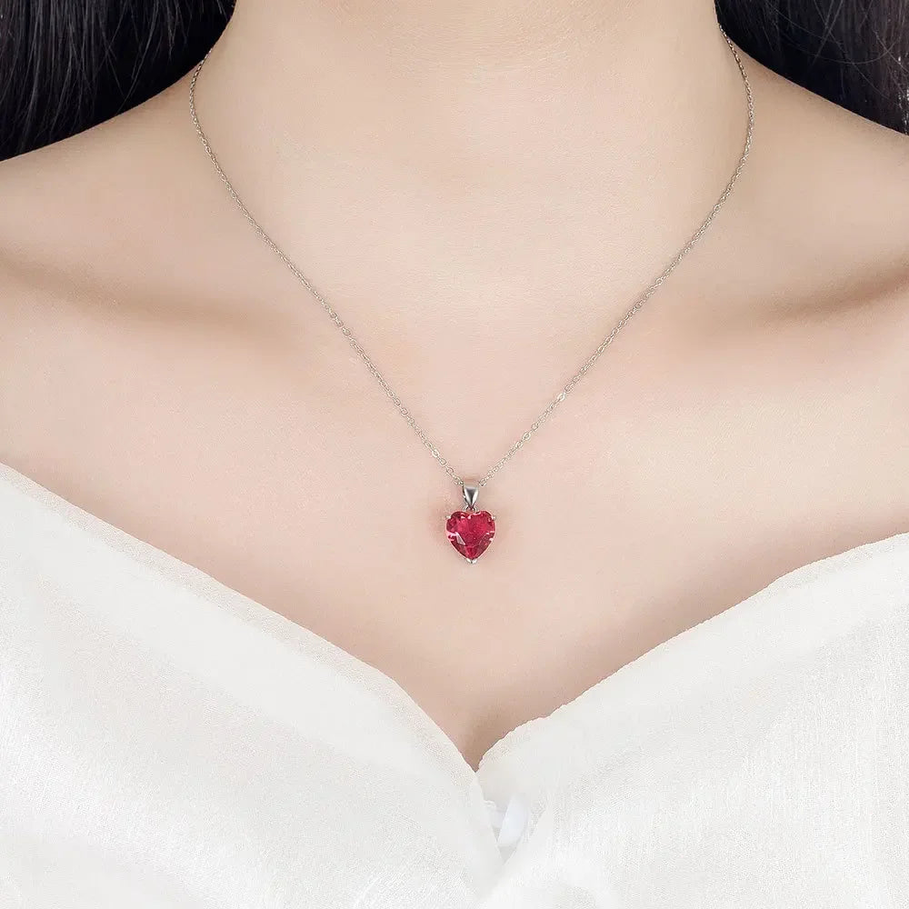 925 Sterling Silver Jewelry Sets For Women Heart Zircon Ring Earrings Necklace Wedding Bridal Elegant Christmas 18k italian real gold jewelry set for women wedding rings bracelet mbzr