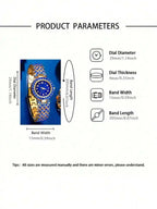 Luxury Blue Crystal Inlaid Alloy Womens Quartz Wristwatch With Bracelet Band mbzr