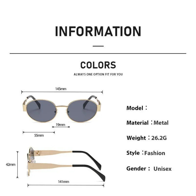 Retro Steampunk Sun Protection Sunglasses Vintage New Women's Metal Oval Sunglasses Ladies Classic UV400 Sunscreen Eyewear