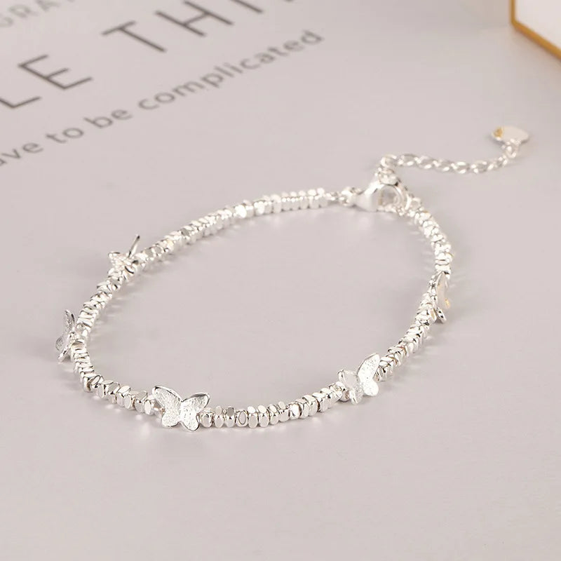 925 Sterling Silver Bracelet Rose Flower Linked Vintage Punk Adjustable Chain For Woman Girl Jewelry Gift Dropship Wholesale