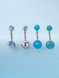 4pcs Fashion Cubic Zirconia Belly Button Rings Set For Women Body Piercing Party Jewelry