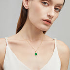 Elegant Artificial Emerald Pendant Necklace Round Oval Cut Women 925 Sterling Silver Chain GreenColor Waterdrop Necklace Jewelry mbzr
