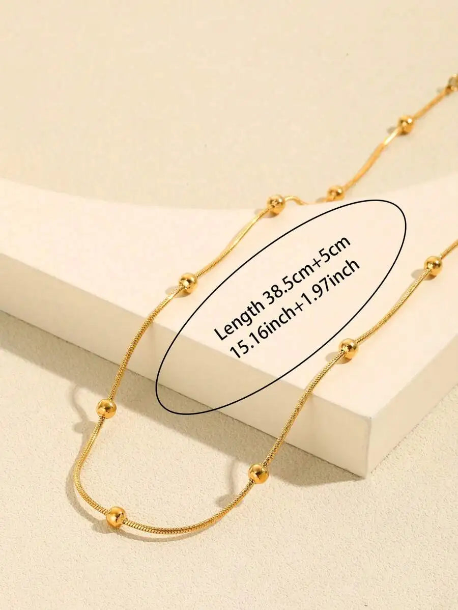 1pc Graduation Season and Mothers Day Stainless Steel Beaded Chain Necklace
