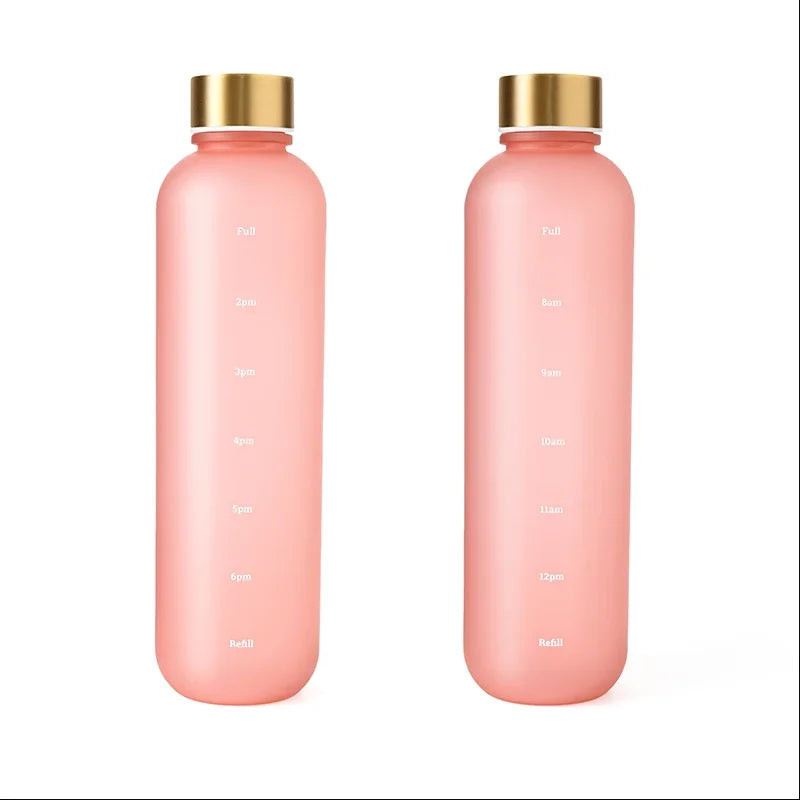 1000ML Bottle With Time Marker Motivational Reusable Fitness Sports Outdoors Travel Cycling Leakproof BPA Free Frosted Bottle mbzr