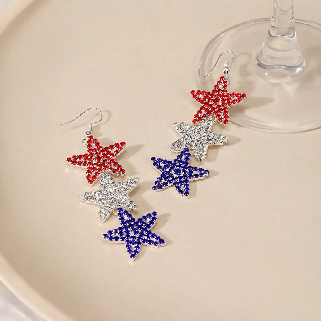 1Pc Simple Independence Day Earrings, Retro Three-Pointed Star Dangle Earrings, Ideal for Festival Parties