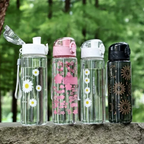 780ml Daisy Flower Plastic Water Bottle Sports Transparent Water Bottle Portable Gym Travel Clear Leakproof Drinking Bottle mbzr