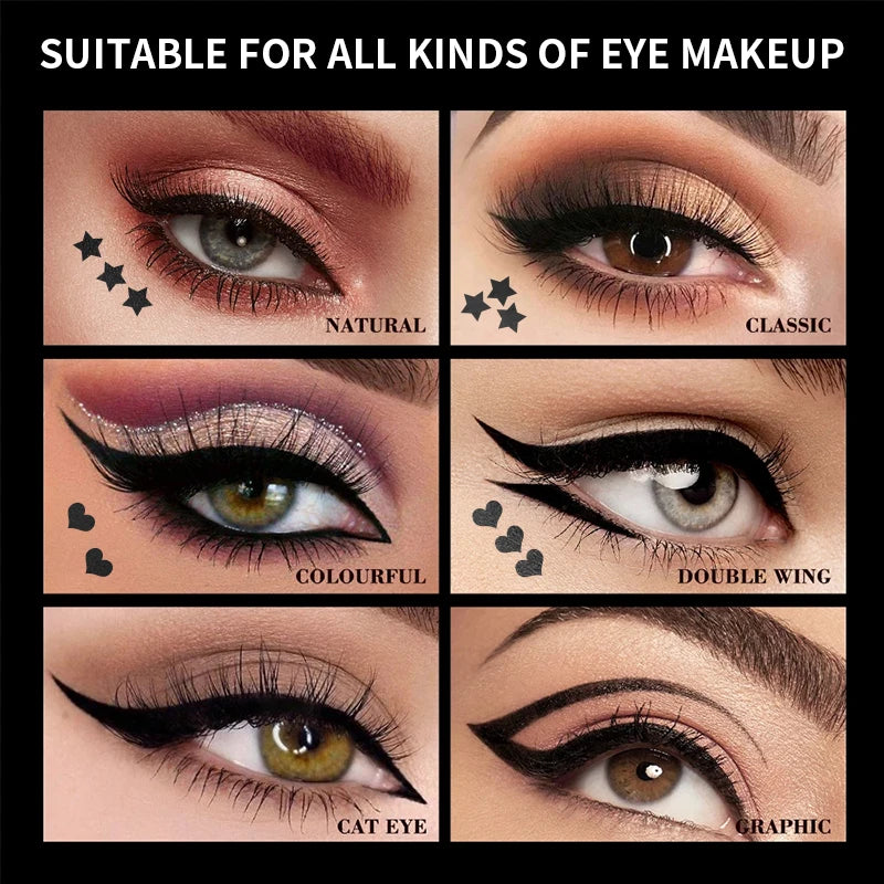 Women's Double-Headed Stamp Eyeliner Large-Capacity Liquid Black Winged Cat-Eye Makeup Tool Waterproof for Eye Beauty mbzr
