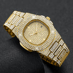 Luxury Full Diamond Men's Stainless Steel Watches Male Sports Quartz Wristwatch with Calendar mbzr
