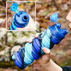 Outdoor Sports Silicone Foldable Water Bottle For Camouflage Creative Travel Reusable Leakproof Water Bottle With Carabiner mbzr