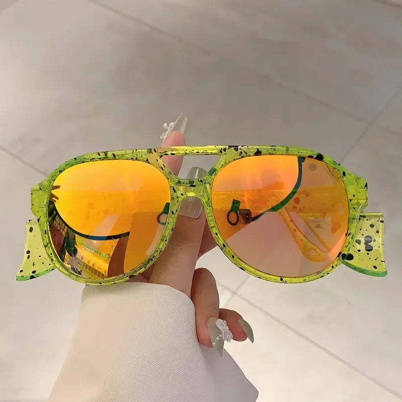 KAMMPT Fashion Champagne Women Shades Oversize Square Design Sunglasses Outdoor Decoration Sun Glasses for Hiking Travelling mbzr