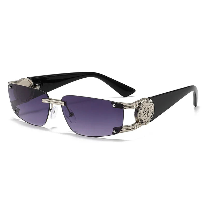 Retro Y2K Spice Girl style frameless sunglasses with engraved design UV protection streetwear sunglasses for women made of mbzr