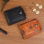 Men's Wallet Made of PU Wax Oil Skin Purse for Men Women Coin Purse Short Male Card Holder Wallets snap button Around Money Coin Purse