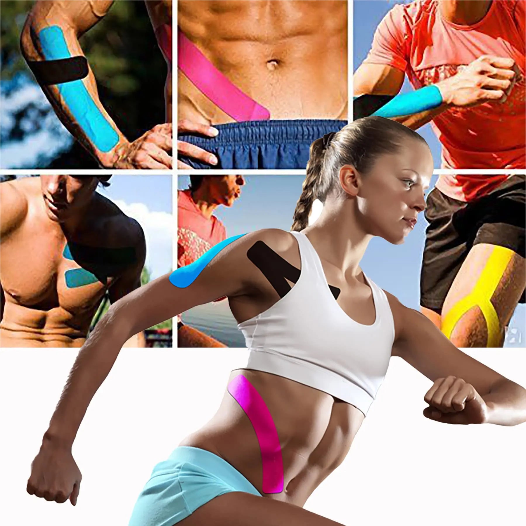 40/80 Strips Kinesiology Tape Cotton Elastic Precut Athletic Tape for Support Athletic Tape for Knees Muscle Strain Relief mbzr