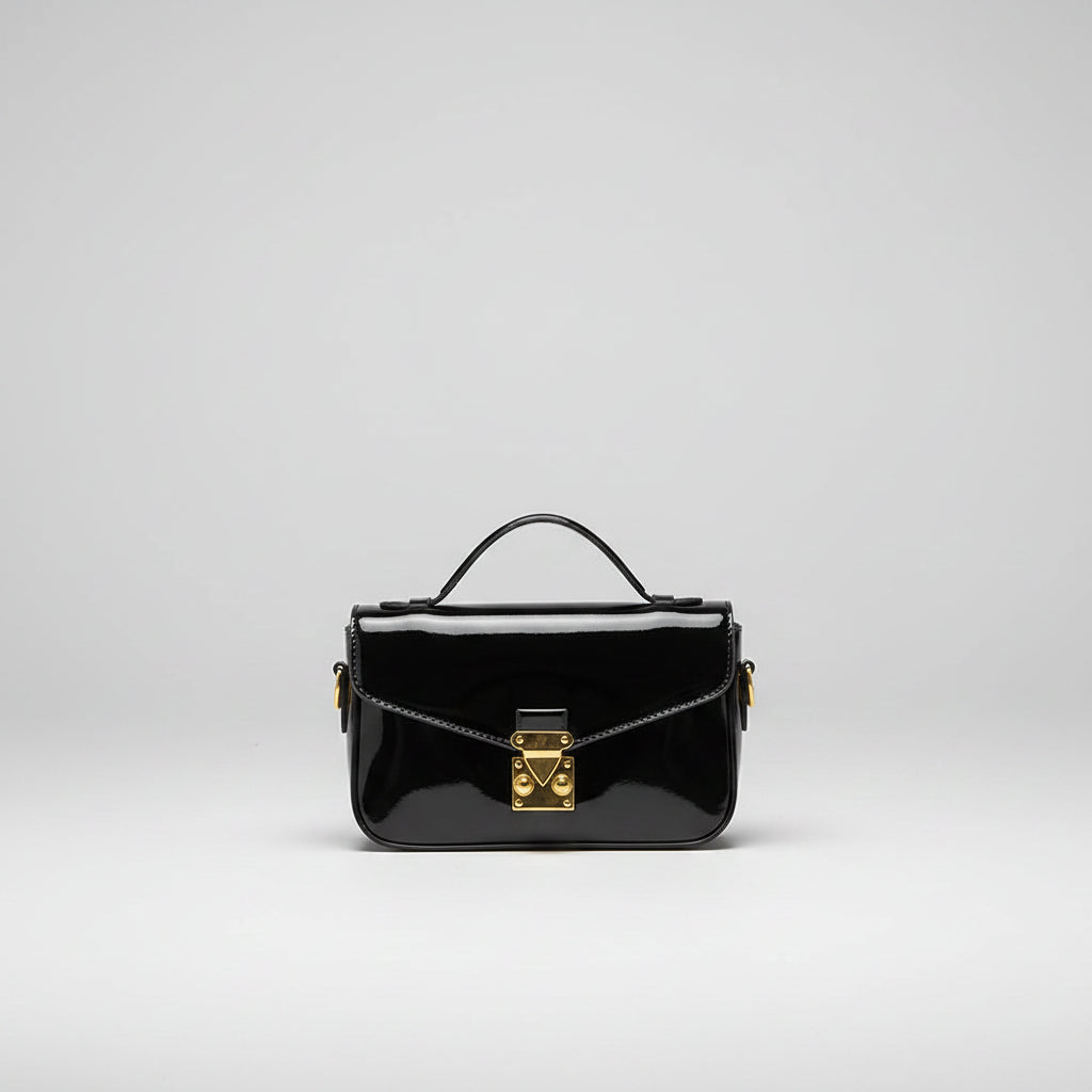 2026 Luxury Square Shoulder Bags for Women Trendy Patent Leather Small Flap Crossbody Bag Top-Handle Lock Buckle Handbag mbzr