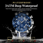 POEDAGAR Original Watches For Man Waterproof Luminous Date Fashion Male Clock Chronograph Leather Quartz Sports Men's Wristwatch Big Dial Male Reloj