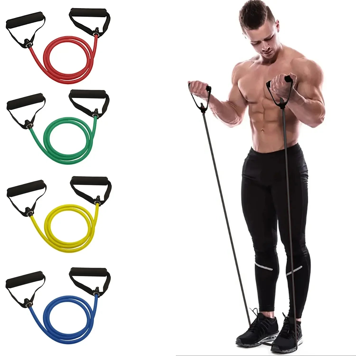 Resistance Bands With Handles, Exercise Bands, Workout Bands With Handles For Men Women, Strength Training Equipment At HomeJ mbzr