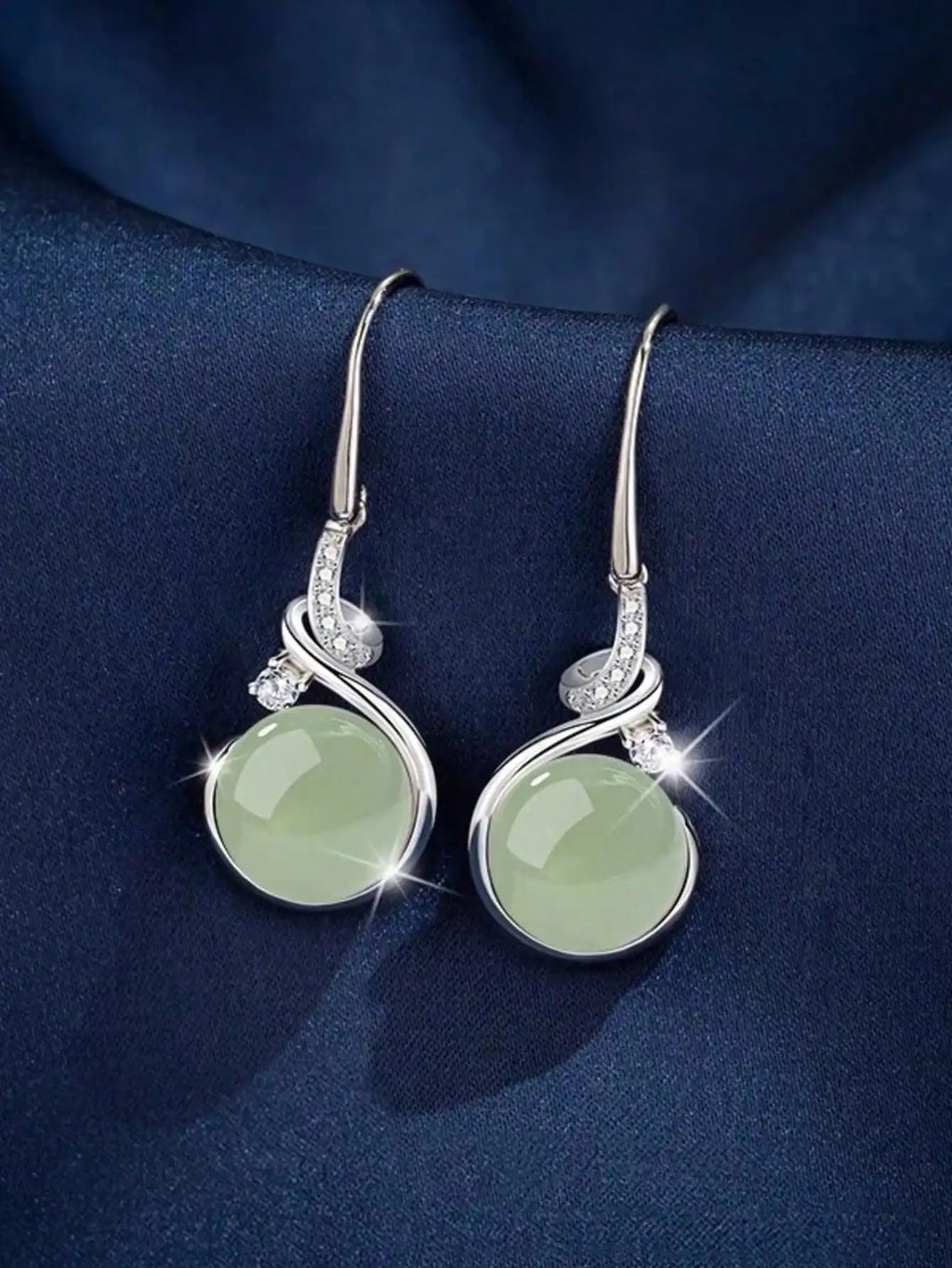 1 Pair 2025 New Fashion Earrings For Women, Simple Jade Ear Studs