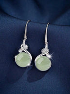 1 Pair 2025 New Fashion Earrings For Women, Simple Jade Ear Studs