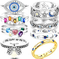 Original Design 925 Sterling Silver Shining Sun Star Moon Ring Fit Women Wedding Wedding   Engagement  Gift 2025 New