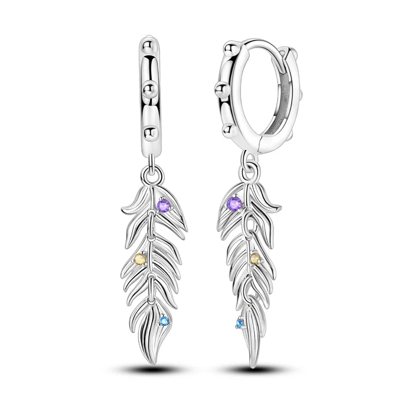 MAULA Earrings 925 Sterling Silver Bohemian Vintage Feather Tassel Earring For Women Ladies Party Hypoallergenic Fashion Jewelry