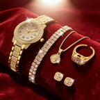 Luxury Women Gold Watch Fashion Ladies Quartz Diamond Wristwatch Elegant Female Bracelet Watches Set Reloj Mujer mbzr