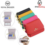 Royal Bagger Womens Wallet Small Rfid Ladies Compact Bifold Leather Vintage Coin Purse Kiss Lock Trifold Purse Magnetic Opening mbzr