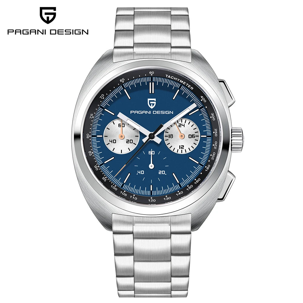 PAGANI DESIGN 2026 Retro Luxury Men's Quartz Watches Sports Chronograph VK63 Watch For Men AR Sapphire Waterproof Leather Clock