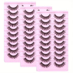 30Pairs 3-Pack  Fluffy False Eyelashes Wispy Lashes 3D Volume Strip Lashes D Curl Fake Eyelashes with Clear Band Eye Lashes mbzr