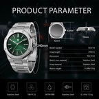 SAPPHERO Men Analog Watch Stainless Steel Quartz Movement Date Display 50M Waterproof Classic Business Casual Wristwatch Gift