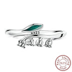 Lily Flower Mouth Ring Plant Series Elegant Minimalist 925 Silver Fine Jewelry mbzr