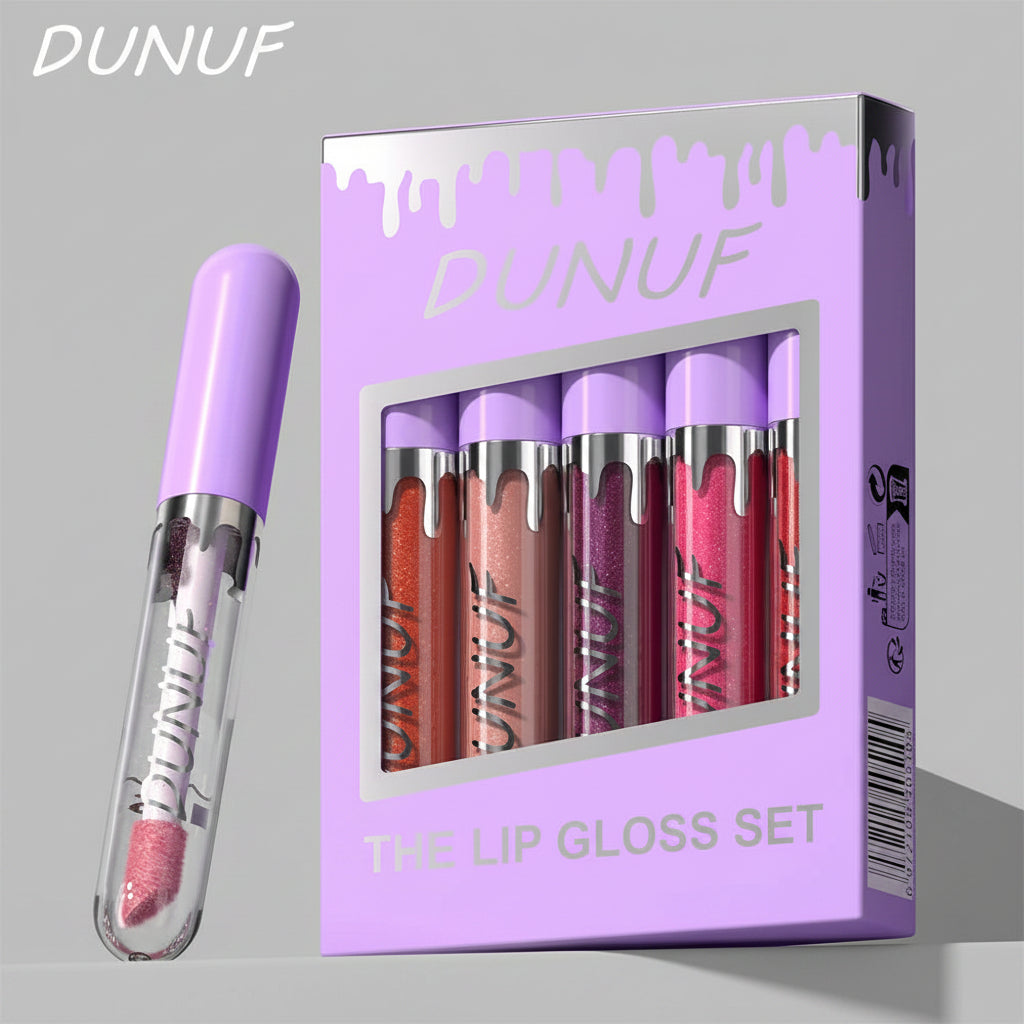 Lip Gloss Lip Oil Set, Glitter Lipstick Shimmer Moisturizing Hydrating Waterproof Non-sticky, Deep Red, Y2K Makeup Christmas mbzr