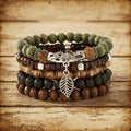 5Pcs Retro Bohemian Wooden Bead Coconut Shell Bracelet Set Handmade Beaded Stackable Wrist Jewelry for Unisex