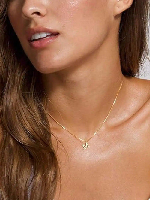 1pc Stainless Steel Simple Fashionable Alphabet Necklace, Suitable For Couples & Best Friends As Festival Gifts