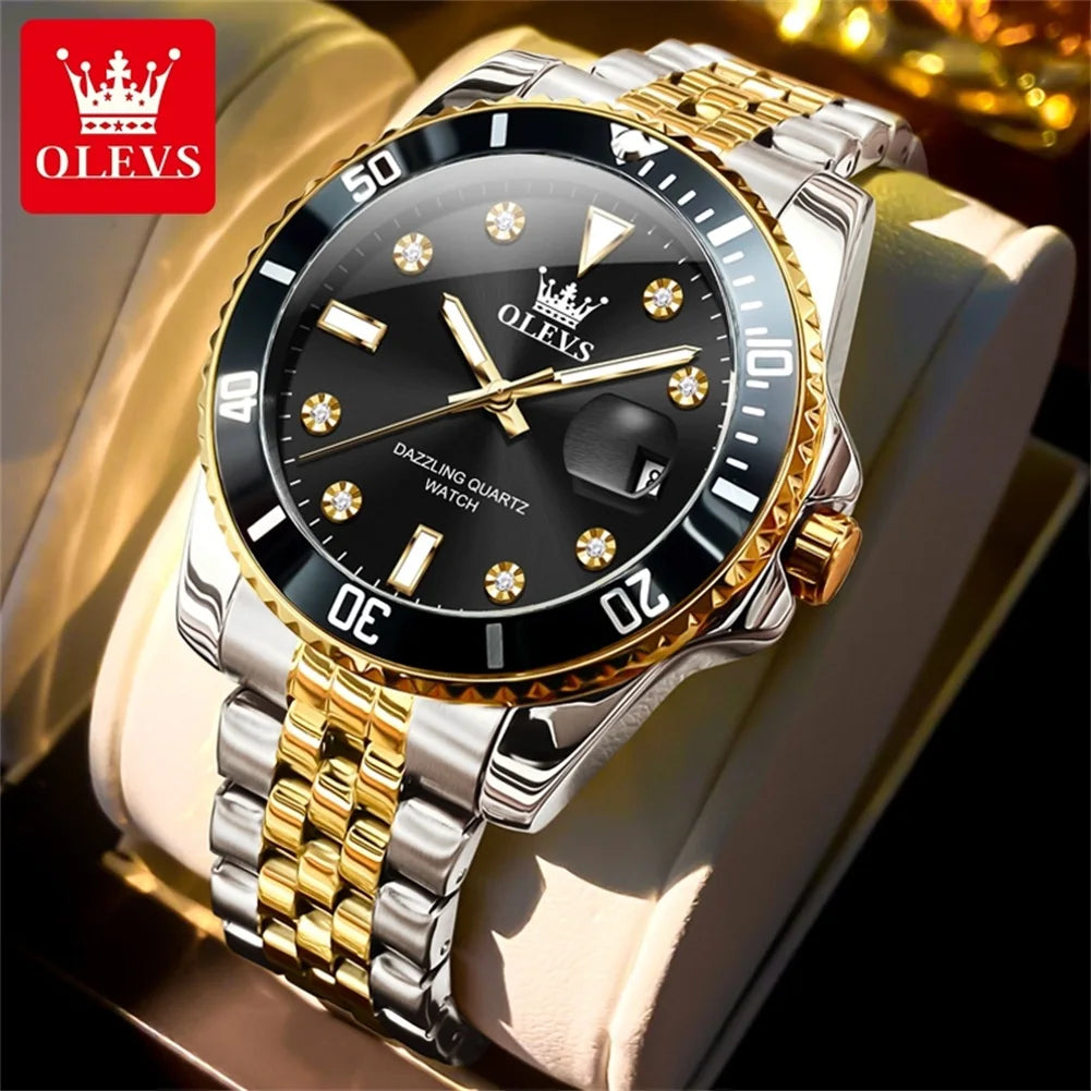 OLEVS 9809 Men's Watch Original Waterproof Automatic Date Rotation Ring Luxury Brand Diving Quartz Men's Watch Reloios Masculino mbzr